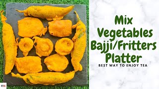 Mix Vegetables Bajji/Fritters Platter🥔|Best Way to Enjoy Tea☕️| Rimzy's Kitchen| Happy Cooking