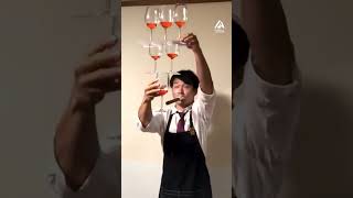 Waiter Performs Trick While Balancing 6 Wine Glass Pyramid | People Are Awesome #oddlysatisfying