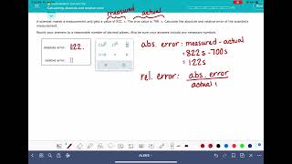 ALEKS: Calculating absolute and relative error