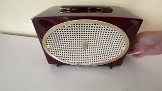 Red Burgundy 1955 Zenith Model Y-513F AM Vacuum Tube Radio Sound Blaster! Old School Boom Box!