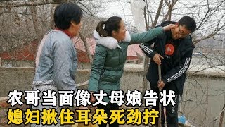 农哥当媳妇面向丈母娘告状，媳妇揪住耳朵使劲拧，看丈母娘啥反应【乡野农哥】