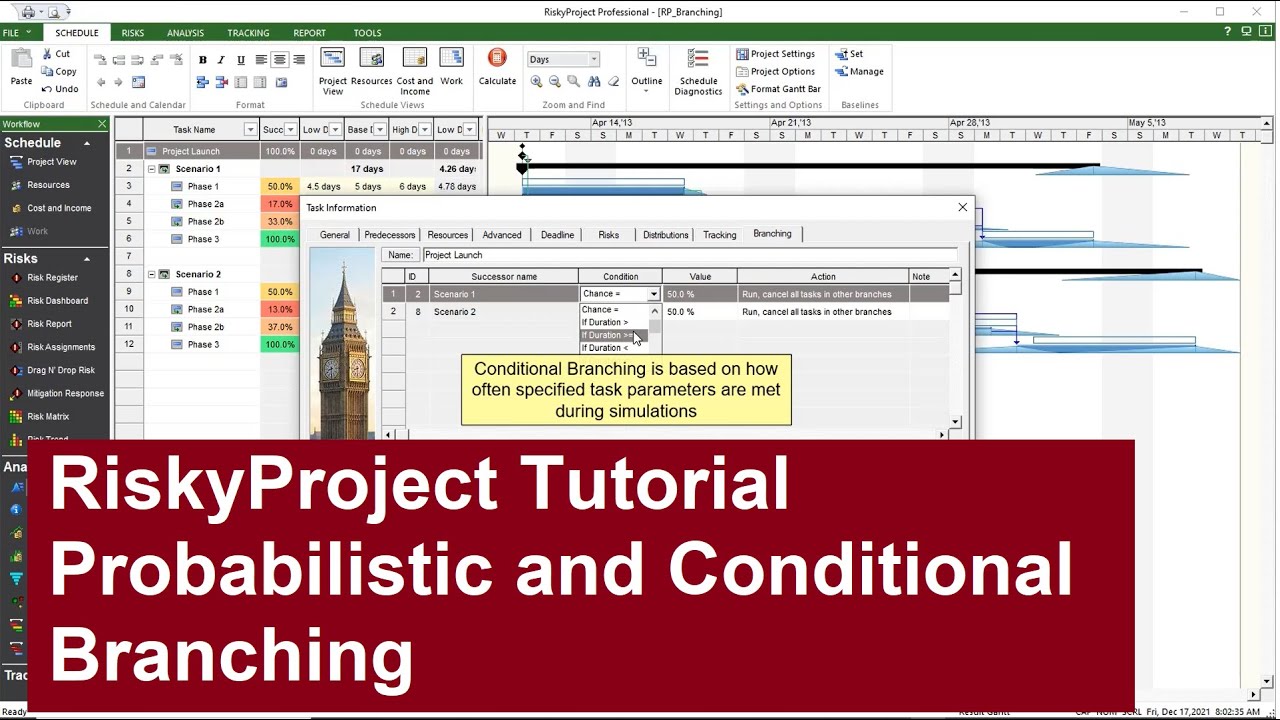 Riskyproject Tutorial Probabilistic And Conditional Branching Youtube