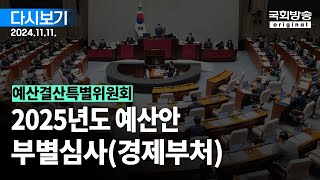 [국회방송 생중계] 예산결산특별위원회 - 2025년도 예산안 부별심사(경제부처) 1부  (24.11.11.)