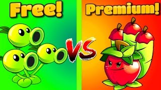 PVZ 2 Free vs Premium Plants vs Zombies 2 APPLE MORTAR Vs THREEPEATER Gameplay Primal PVZ 2 Fight