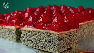 Poppy Seed \u0026 Raspberry Schnitten Recipe | Incredibly Delicious Cake with Vanilla and Jelly Layers