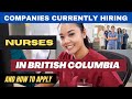 Companies in British Columbia Currently Recruiting Foreign Trained Nurses With Visa Sponsorships