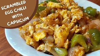 Scrambled Egg Chilli with Capsicum//Spicy egg chilli recipe// 10 min supertasty dish with eggs