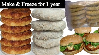 Homemade Chicken Burger Patty Recipe | Frozen burger patties  for Lunch box  | Commercial Recipe