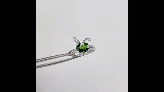 S925 Platinum-Plated Diopside Silver Ring for Women