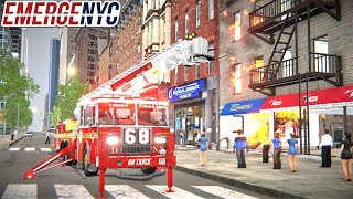 EmergeNYC Tower Ladder 68 \u0026 Engine 49 Responding To A Fire In The Snow