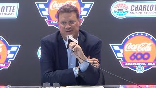 NASCAR CEO delivers remarks at Charlotte Motor Speedway following death of Kyle Busch