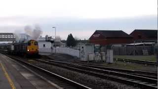 20312 and 20308 clags away from Bridgwater with 6M67 on 16th January 2013