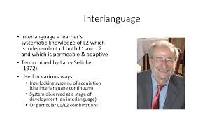 Lecture 3 Interlanguage and the Natural Route with Narratioon