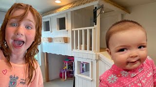 ADLEY and NAVEY - CLUB HOUSE!!  Adley’s new bedroom neighborhood! kids playhouse room gets makeover!