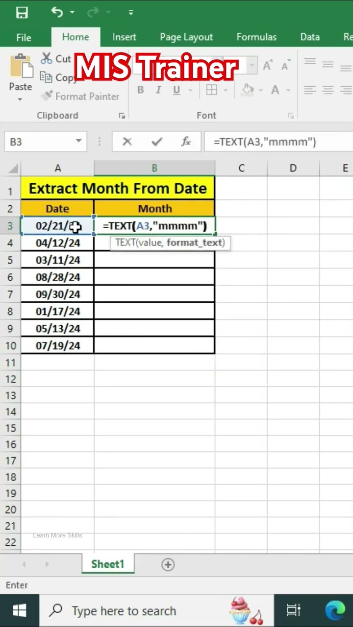 Date Convert In Month #exceladvance #exceltech #shortvideo #shorts