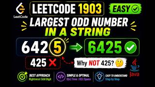 LeetCode 1903 | Largest Odd Number in String | Easy Java Solution