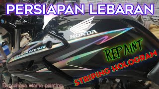 Repaint tiger revo + rangka || striping hologram pelangi nya bikin tambah ganteng