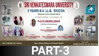 Prof.BV Muralidhar Sir's LEE FELICITATION FUNCTION\u0026CULTURAL FEST organised by 5YDC LAW dept students