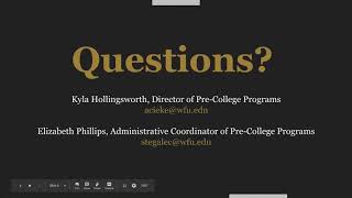 2019 Wake Forest Summer Immersion Program Technology Institute Webinar