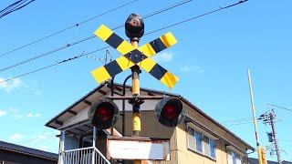 【踏切】北陸鉄道　遮断かんが不安定な電鈴式踏切 (Railroad crossing in Japan)