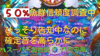 【PAスーパー海物語IN地中海】ひっそり告知中の暴れん坊久しぶりの登場‼️気になる魚群５０%の信頼度は⁉️