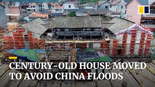 Century-old building moved out of way of floodwaters in eastern China