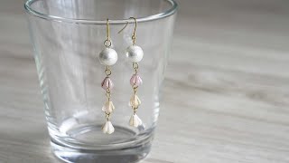 How to make flower and pearl earrings/Handmade accessories ideas