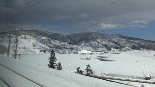 山形新幹線 E3系 つばさ137号 2018冬 車窓4 米沢駅～山形駅 Scenery from a Shinkansen window