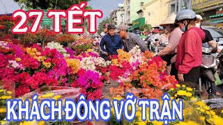 VỠ TRẬN SẠP HOA GIẤY CHỢ HOA XUÂN BẾN BÌNH ĐÔNG 27 TẾT, CHÚ VƯỜN TRÚNG ĐẬM.