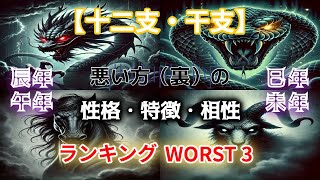 【十二支・干支】　悪い方（裏）の性格・特徴・相性　ランキング WORST3【後編②】（辰年・巳年・午年・未年）　　＃スピリチュアル