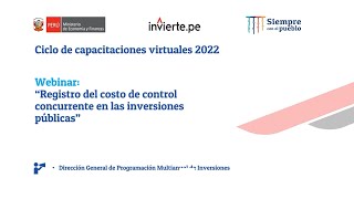 DGPMI: Registro del costo de control concurrente en las Inversiones Públicas