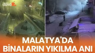 Malatya'da, 7.7'lik depremde binaların yıkılması kamerada