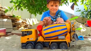 Funny stories about Tractor Excavator and Truck - compilation Alex ride on Power Wheels