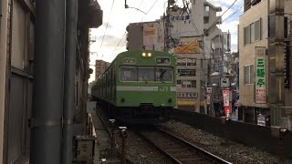 103系回送 福島駅横の踏切通過