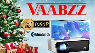 VAABZZ 1080p RGB LED Projector - w/Stretch Projector Screen