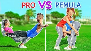 TANTANGAN AKROBATIK TERBAIK! PRO VS PEMULA || Trik Senam yang Mustahil Oleh 123 GO! CHALLENGE