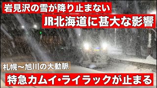 ドカ雪でついにJR北海道の大動脈が止まる！札幌〜旭川間の交通に混乱！降り止まない雪の威力がヤバすぎる•••