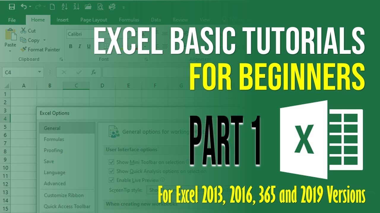 Excel Basic Tutorials For Beginner Part 1 - YouTube