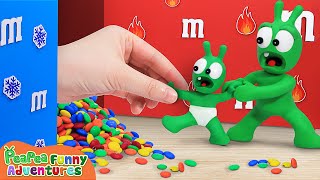 Hot \u0026 Cold M\u0026M Candy Maze Challenge - Kids Cartoon - Pea Pea Funny Adventures