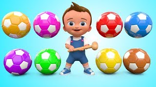 Soccer Balls Mini Golf Game Play by Little Baby Wooden Hammer to Learn Colors fo