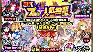 【モンスト】選抜！7周年人気投票ガチャ引いてみた