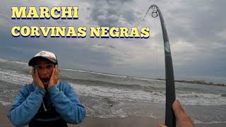 PESCA DE CORVINAS NEGRAS EN LA DESEMBOCADURA DE LA LAGUNA CON EL MAR! ASI ESTA MARCHI