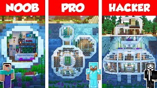 Minecraft NOOB vs PRO vs HACKER: UNDERWATER MODERN HOUSE BUILD CHALLENGE in Minecraft / Animation