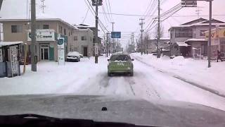 雪道ドライブ 山形市の積雪状況  朝 20011.1.15