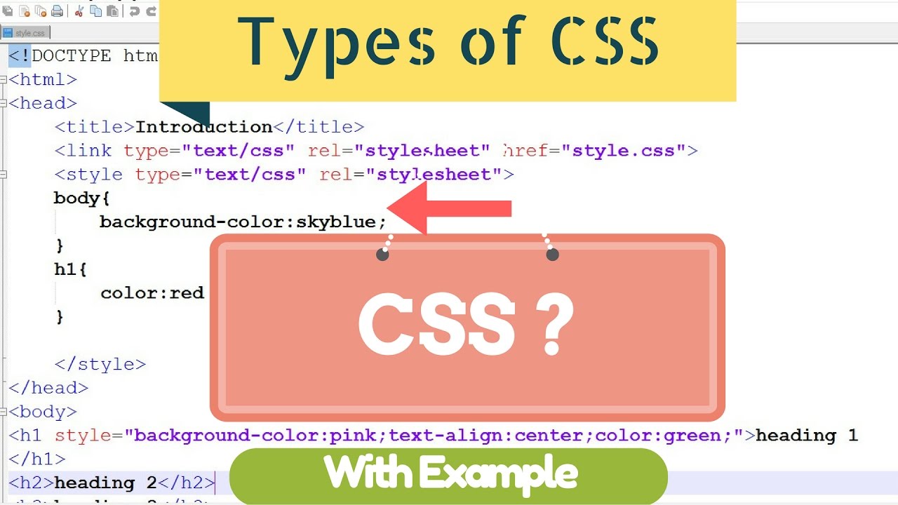 CSS Tutorial For Beginners | CSS Types | With Example ️ - YouTube