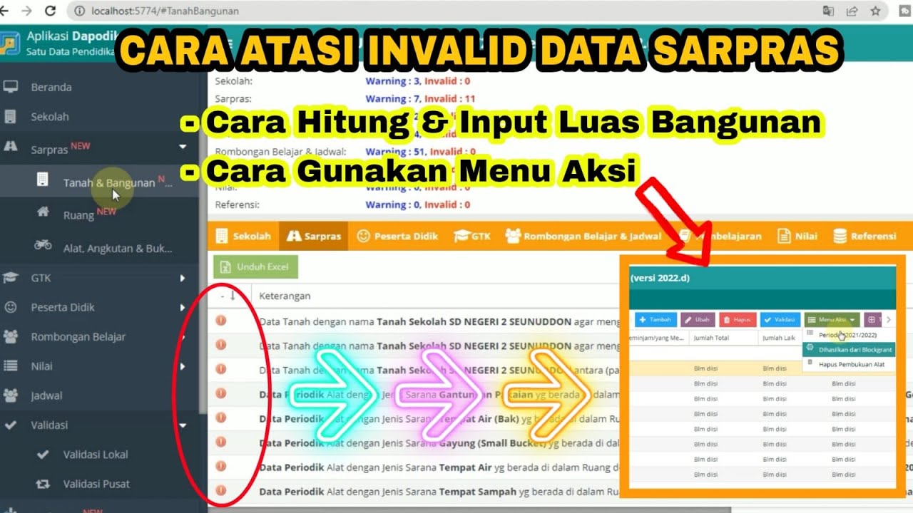 CARA MEMPERBAIKI INVALID DATA BANGUNAN DI SARPRAS SETELAH UPDATE ...