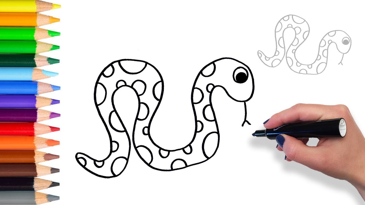 Learn How To Draw Snake | Teach Drawing For Kids And Toddlers Coloring ...