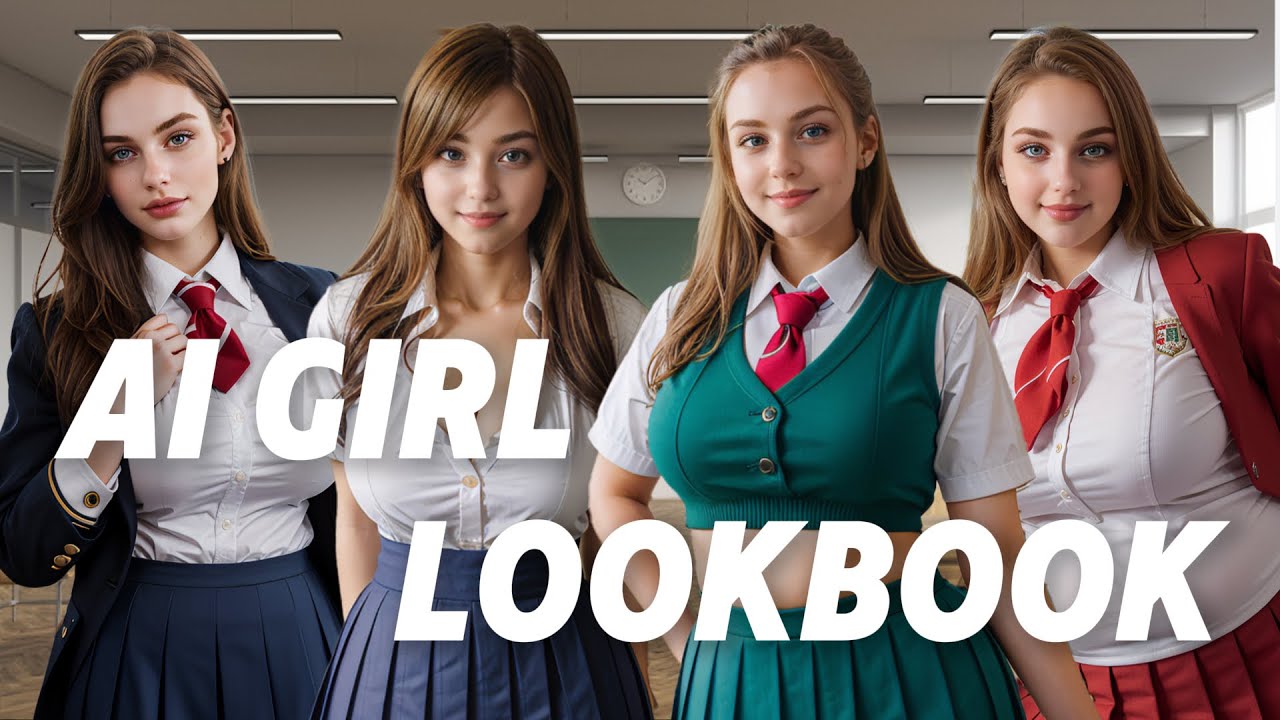 4k Ai Girl Lookbook Model Video Cute Ai Girls In School Uniforms