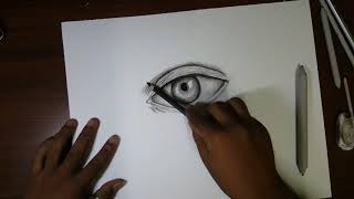 How to draw a realistic eye by charcoal pencil - Sourav Singh Art 2019