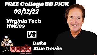 College Basketball Pick - Virginia Tech vs Duke Prediction, 3/12/2022 Free Best Bets & Odds